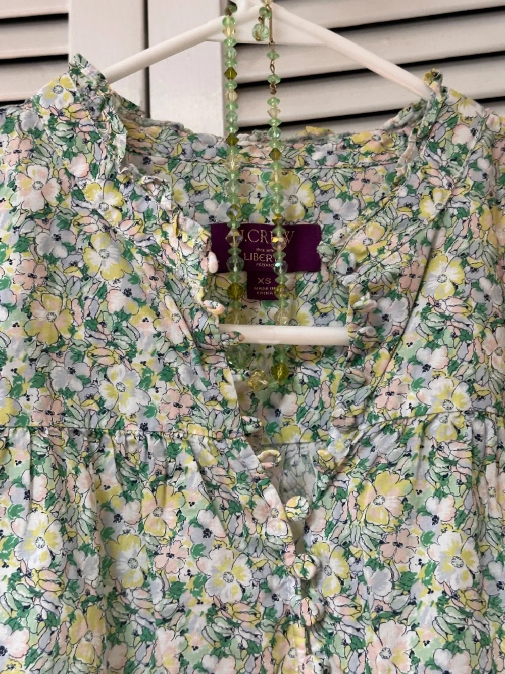 J. Crew Liberty Print 100% Cotton Button Front Popover Blouse - Picture 5 of 16